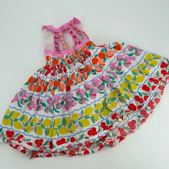 Mini Boden Harlow Back Detail Dress Rainbow Fruit Stripe Girls 4 5 - Picture 4 of 5